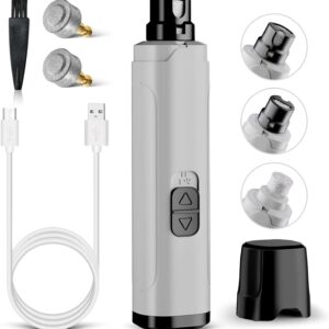 Dog Nail Grinder Upgraded - Professional 2-Speed Super Quiet and Low Vibration Electric Pet Nail Grinder with LED Lights - Painless Paws Grooming & Smoothing for Small to Large Dogs